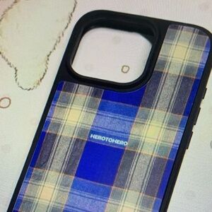 SHEIN Blue and Yellow Plaid Phone Case